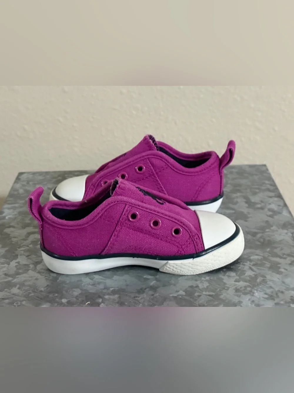 Polo by Ralph Lauren Raymond Kids Slip-On Canvas Sneakers, Berry Pink, Size 4.5